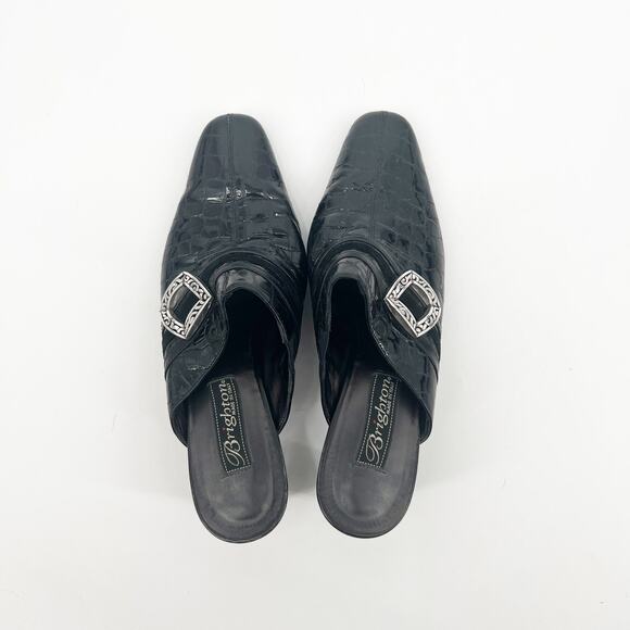 Vintage Brighton Tudor Black Italian Slip-On Mule Heels Size 7 - Picture 3 of 6